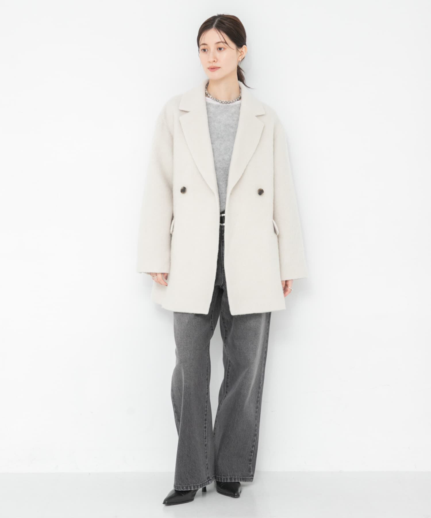 URBAN RESEARCH「ウールブレンドシャギーコート」|ノーカラーコート|