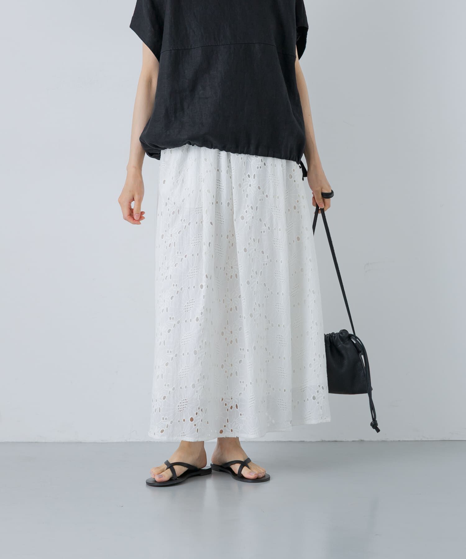 かぐれ「コットンアイレット刺繍スカート」|スカート|