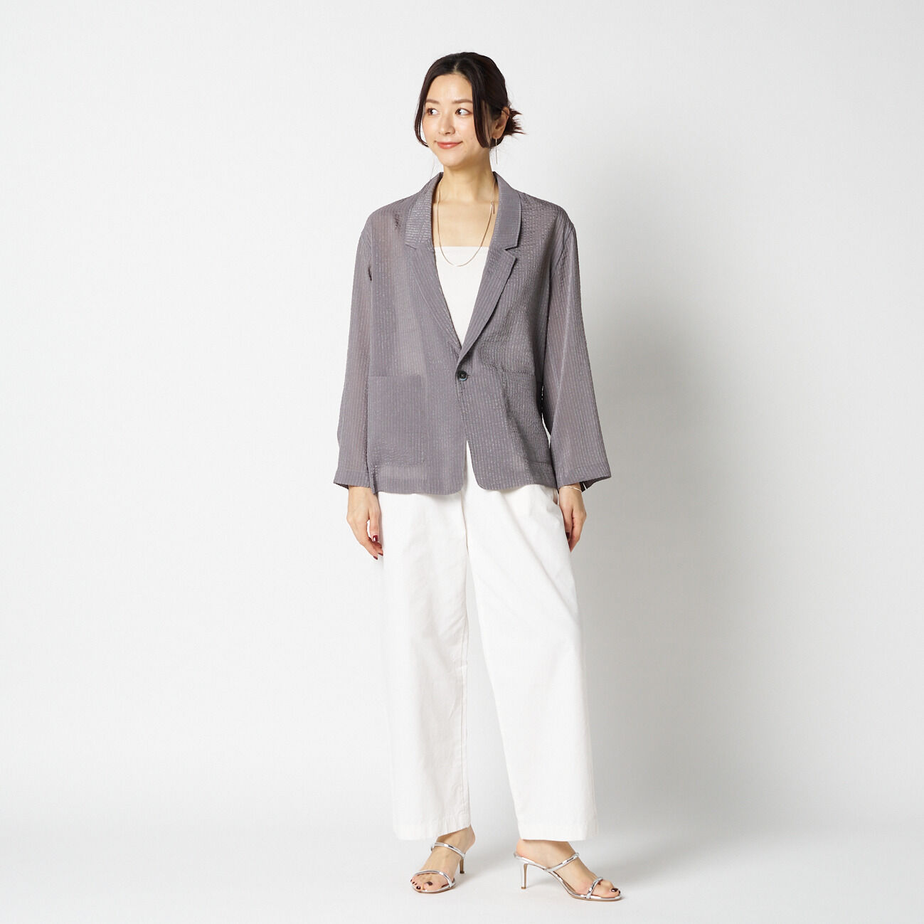 HELIOPOLE「HELIOPOLE SHEER DOBBY STRIPE JACKET」|デニムジャケット|