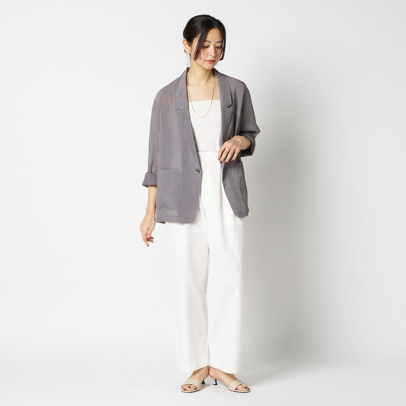 HELIOPOLE「HELIOPOLE SHEER DOBBY STRIPE JACKET」|デニムジャケット|