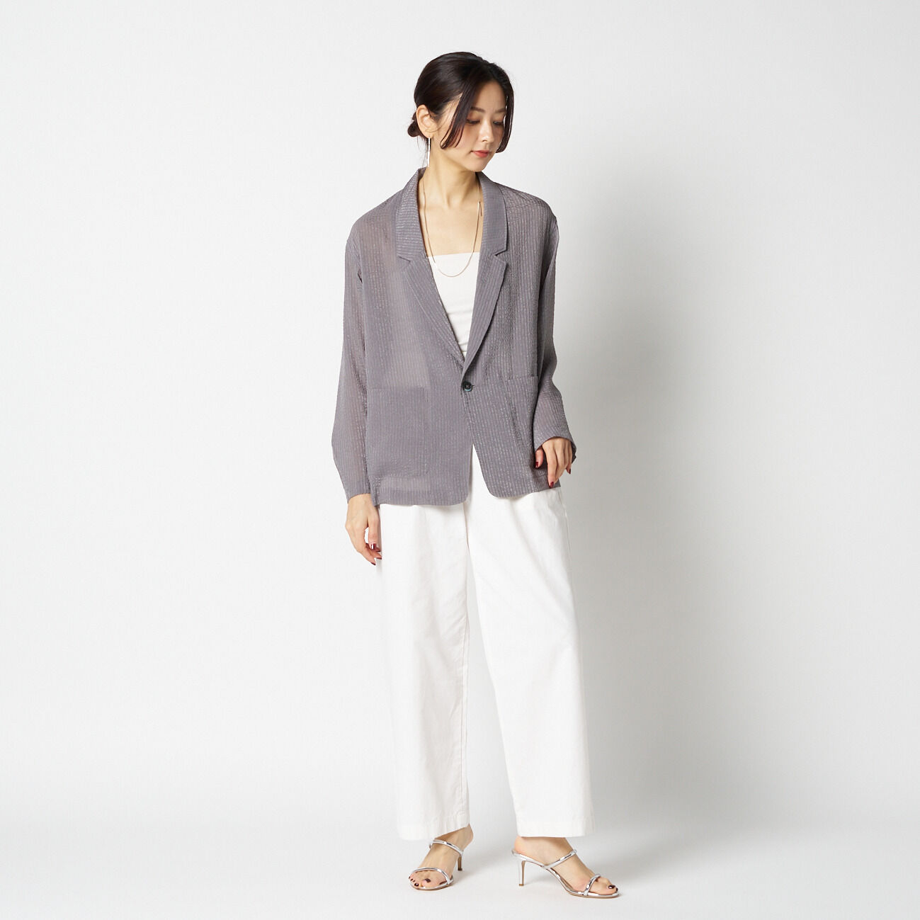 HELIOPOLE「HELIOPOLE SHEER DOBBY STRIPE JACKET」|デニムジャケット|