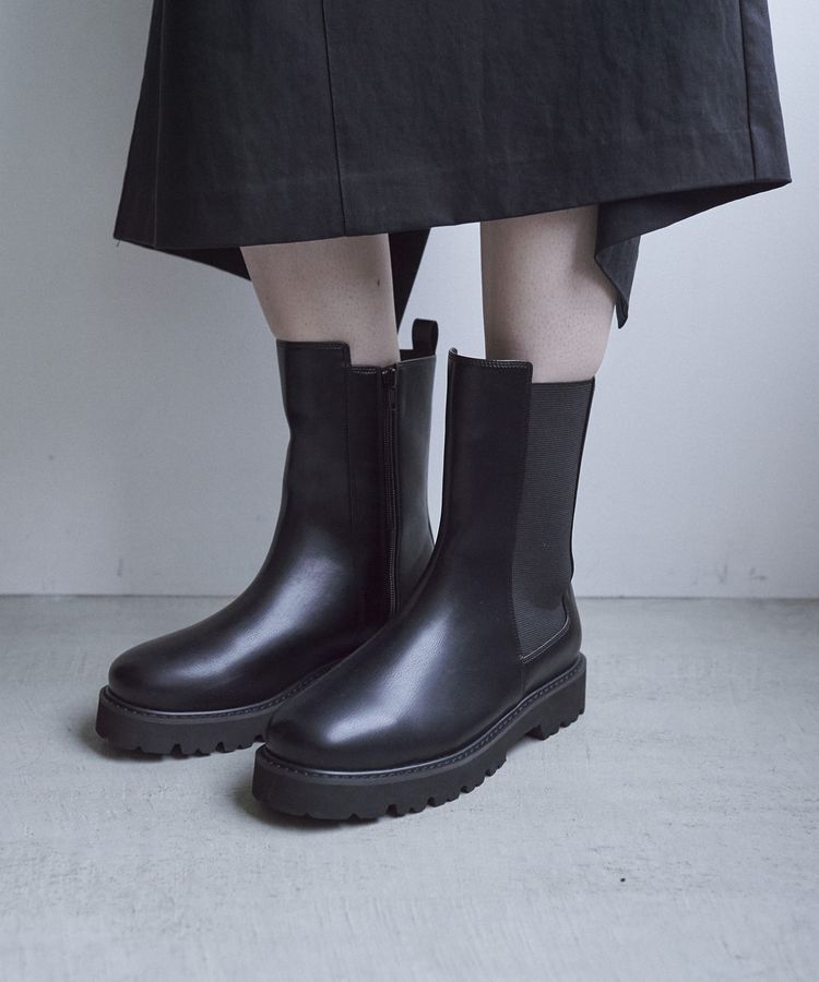 YECCA VECCA「サイドゴアトラックソールブーツ」|ショートブーツ|Black