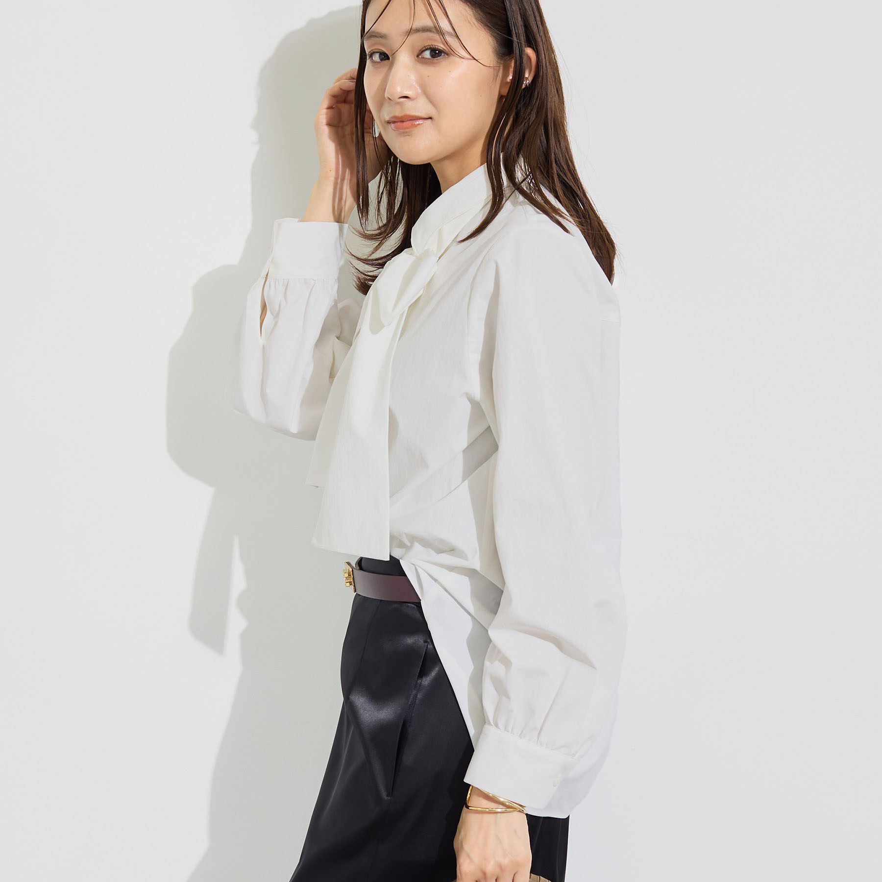 INDIVI「【接触冷感／ストレッチ◎】取外し可ボウタイシャツ」|シャツ・ブラウス|