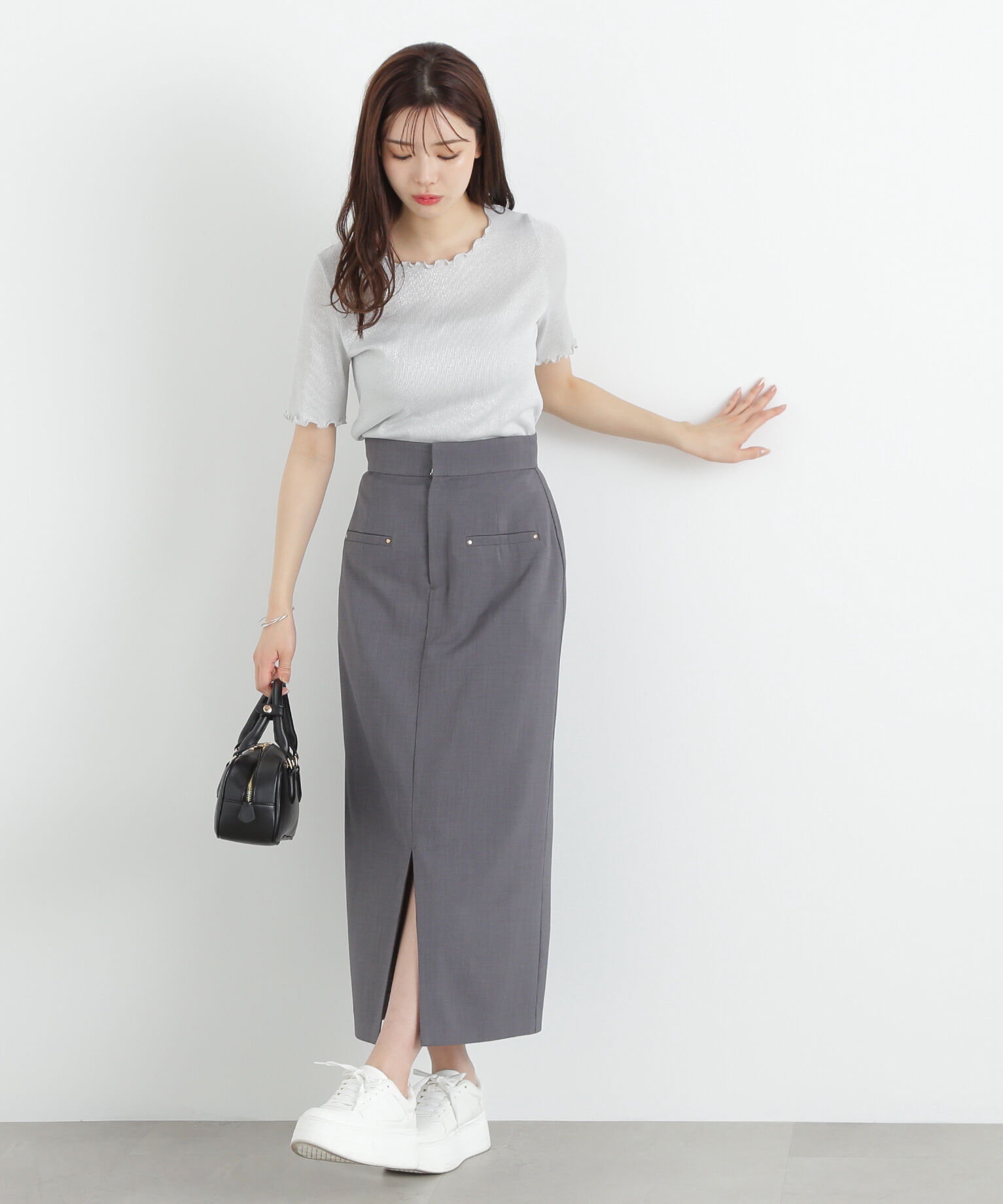 PROPORTION BODY DRESSING「前スリットナロースカート」|スカート|