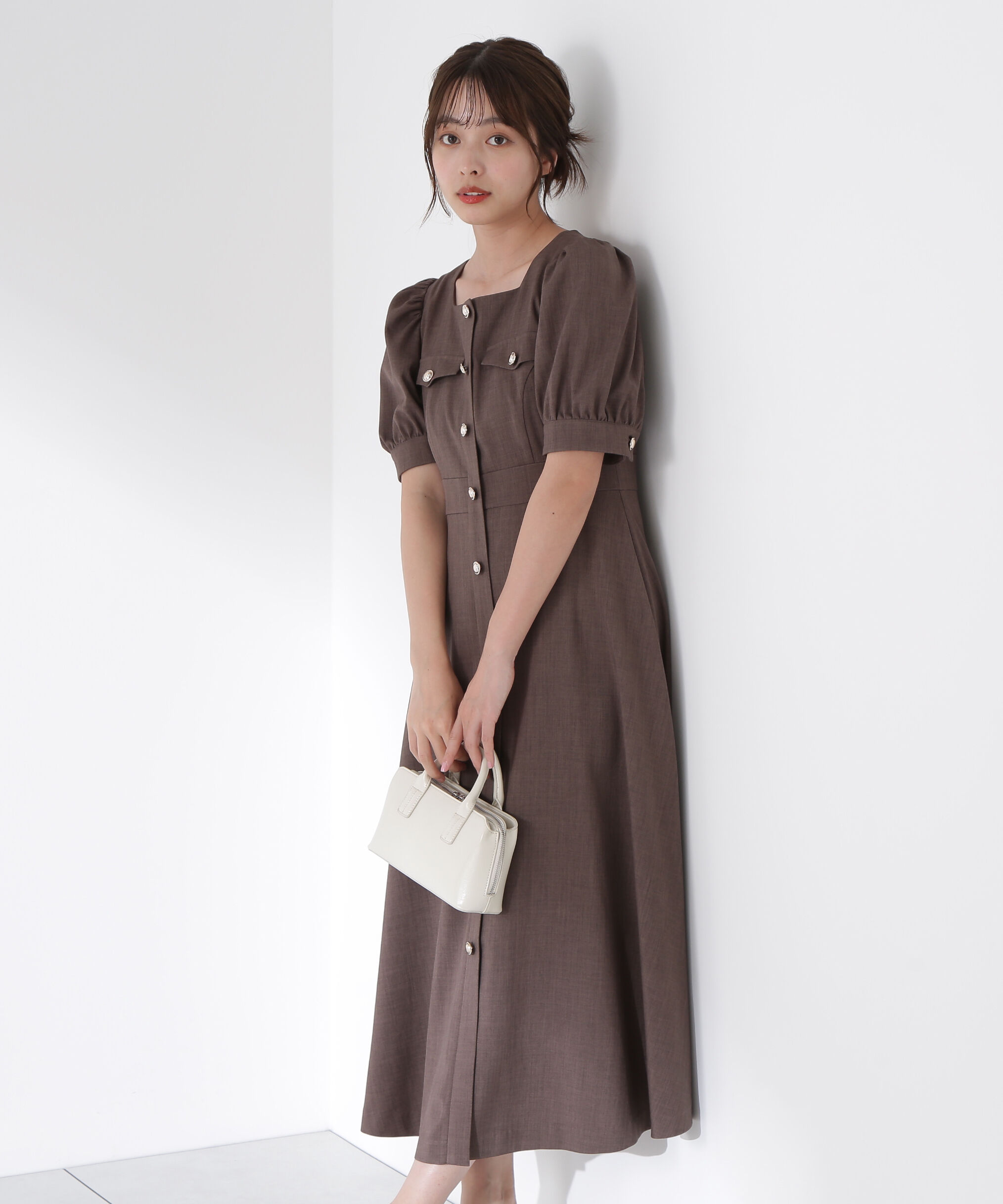 PROPORTION BODY DRESSING「フロント釦スクエアネックワンピース」|ワンピース|