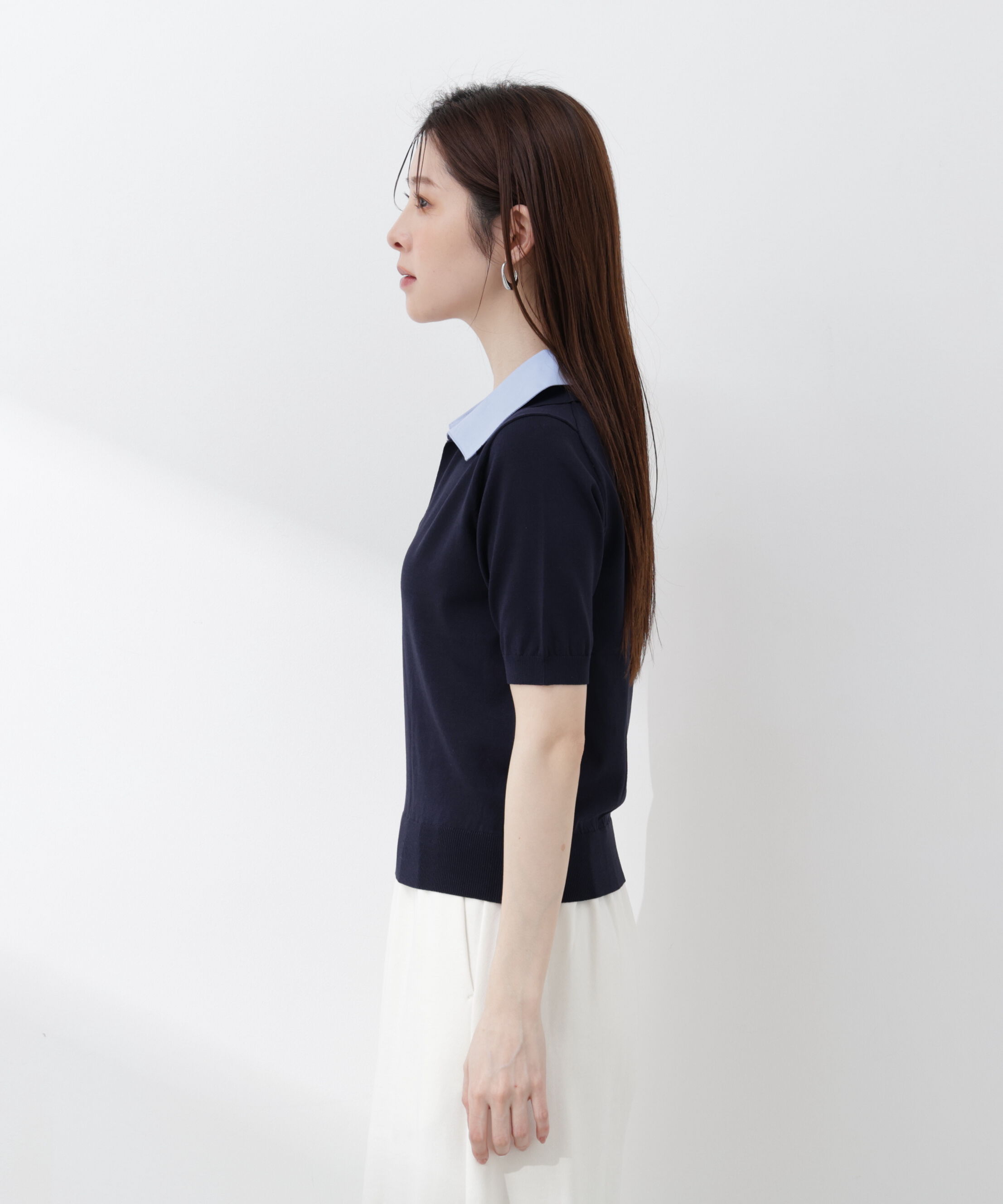 PROPORTION BODY DRESSING「〈a/mie〉レイヤード風ポロニット 26SS」|カーディガン|