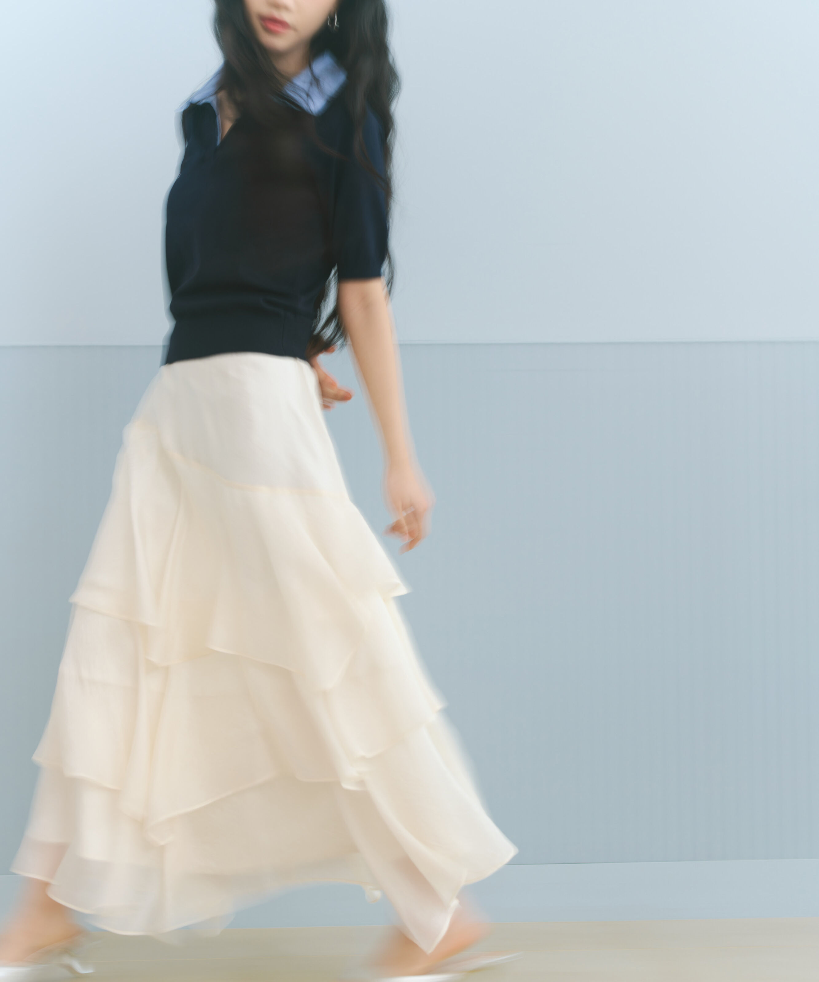 PROPORTION BODY DRESSING「〈a/mie〉レイヤード風ポロニット 26SS」|カーディガン|