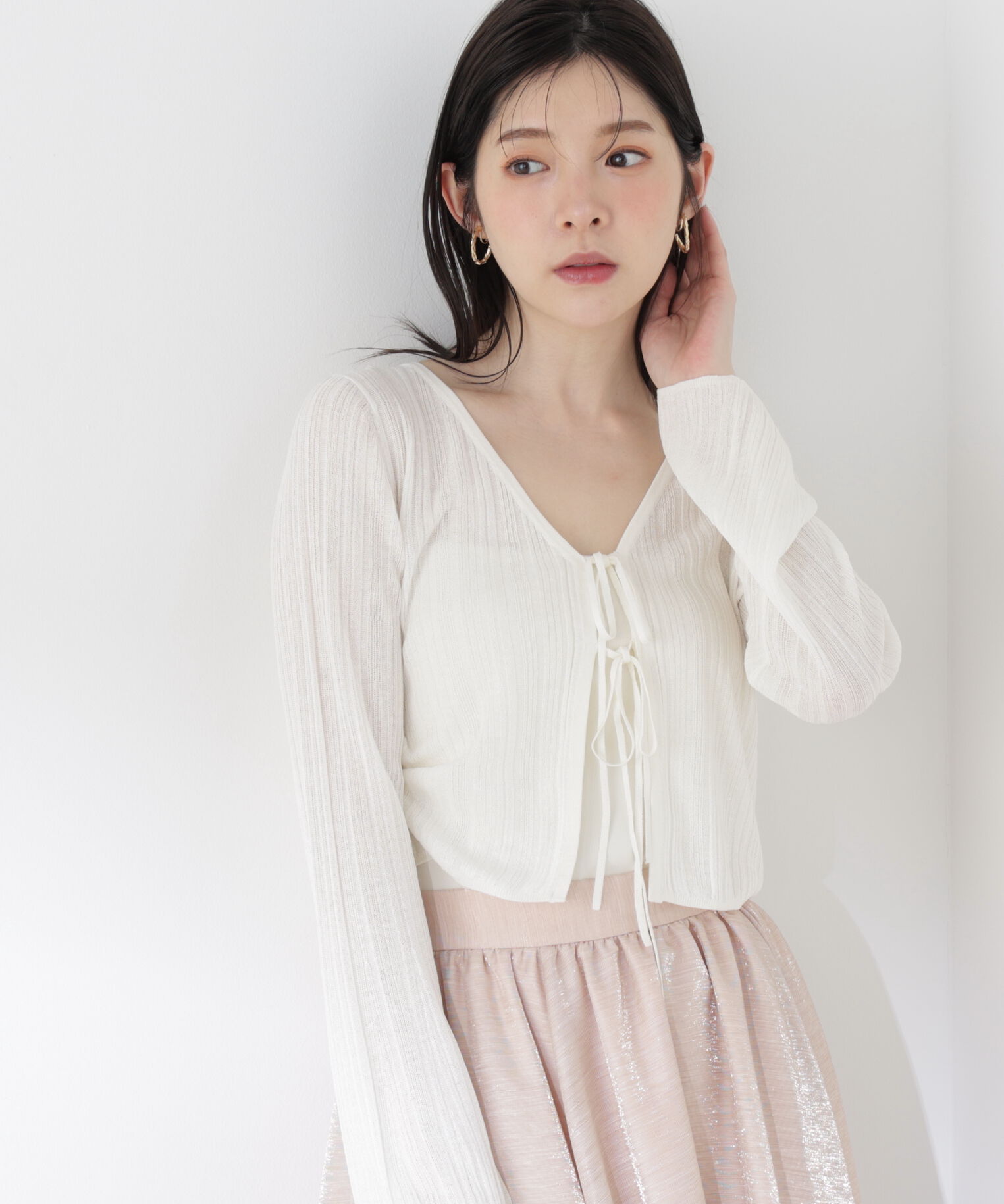PROPORTION BODY DRESSING「＜中川紅葉さん着用＞シアーリブカーディガン」|カーディガン|