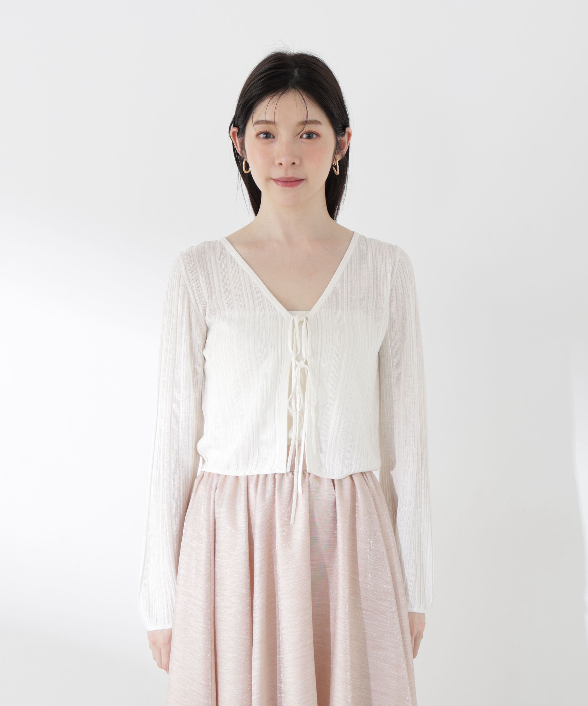 PROPORTION BODY DRESSING「＜中川紅葉さん着用＞シアーリブカーディガン」|カーディガン|