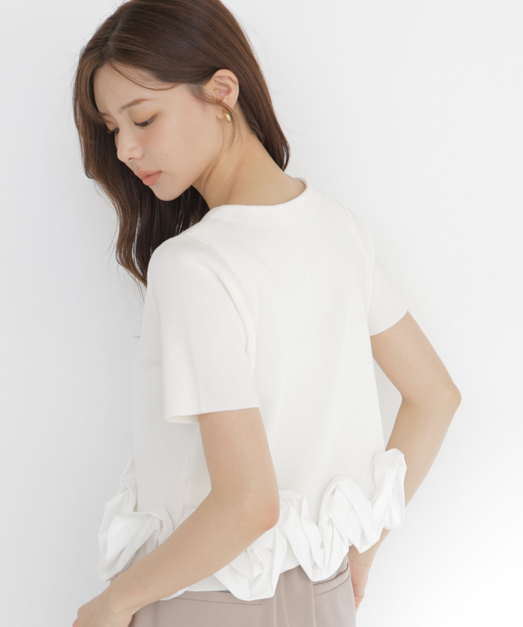 PROPORTION BODY DRESSING「＜中川紅葉さん着用＞〈a/mie〉半袖ホイップヘムカーディガン」|カーディガン|
