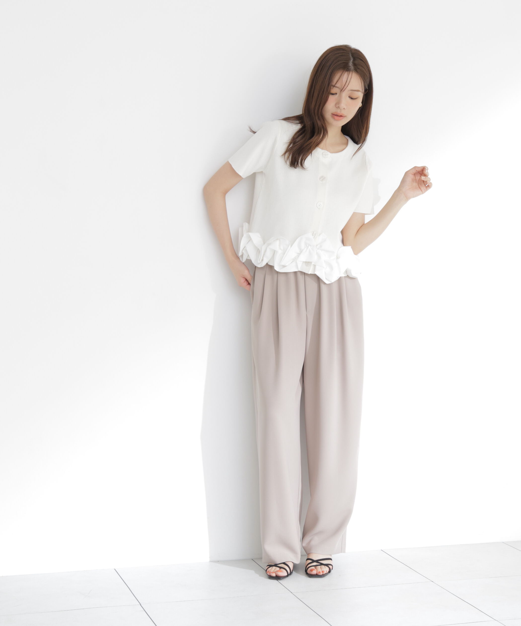 PROPORTION BODY DRESSING「＜中川紅葉さん着用＞〈a/mie〉半袖ホイップヘムカーディガン」|カーディガン|