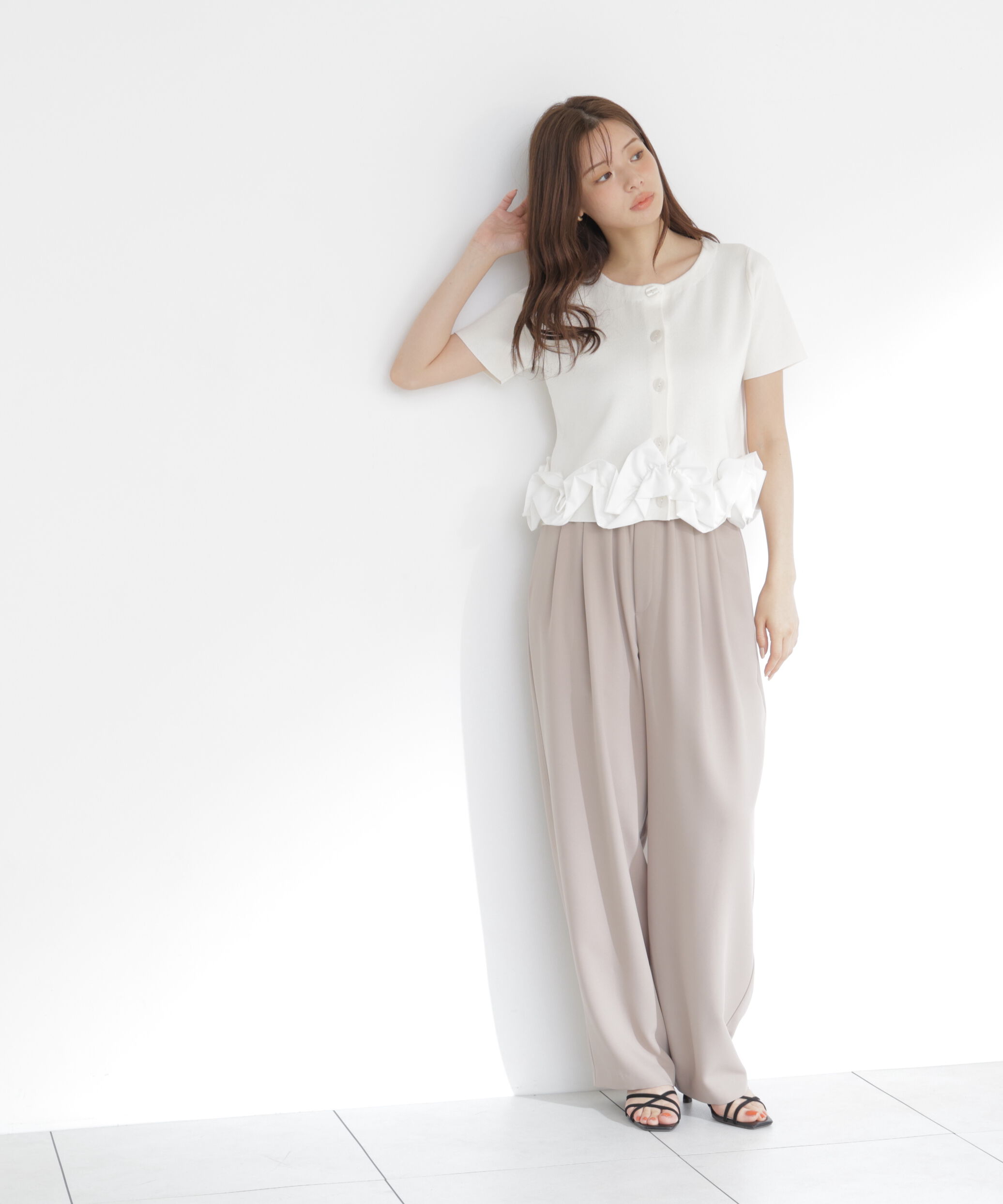 PROPORTION BODY DRESSING「＜中川紅葉さん着用＞〈a/mie〉半袖ホイップヘムカーディガン」|カーディガン|