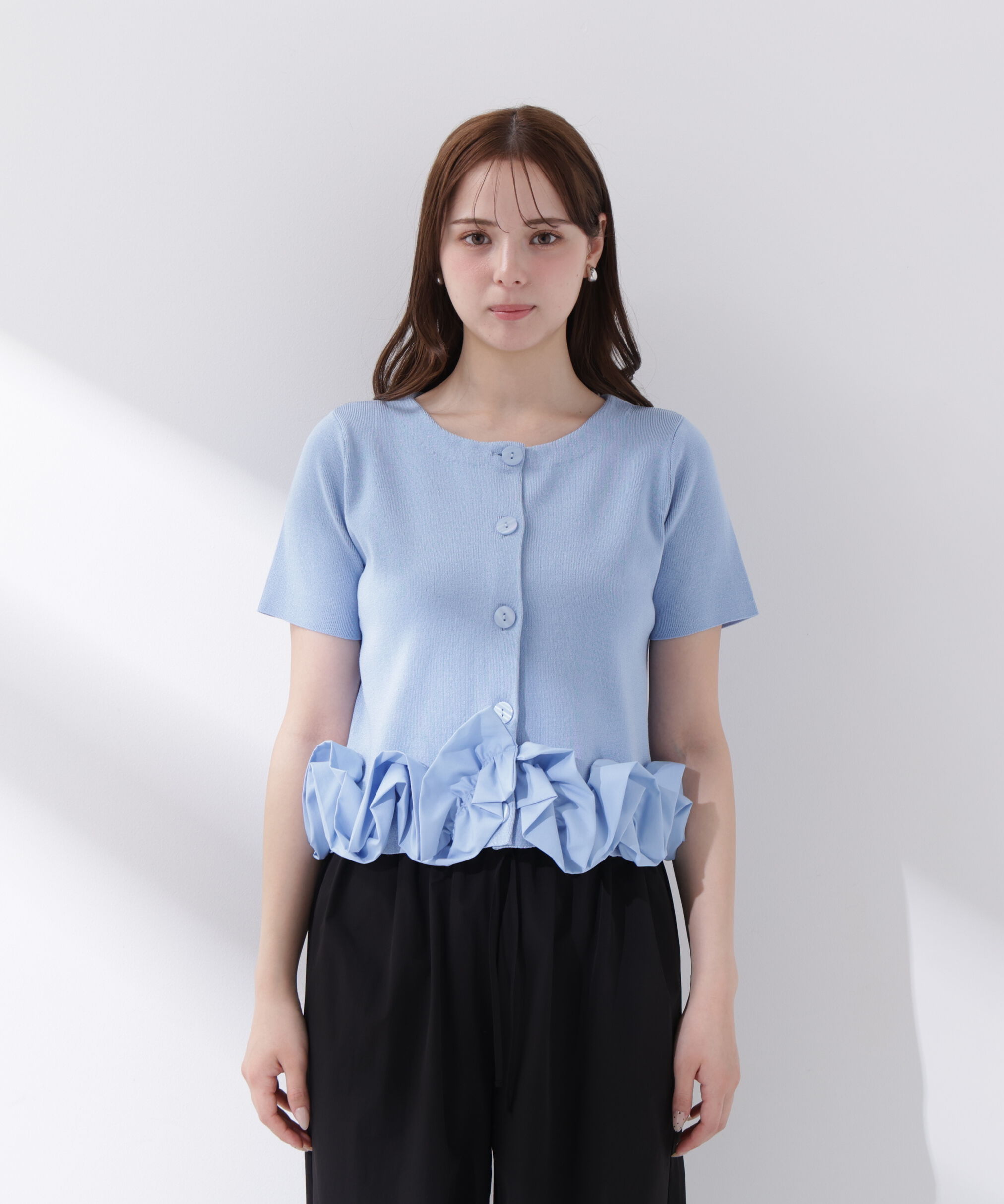 PROPORTION BODY DRESSING「＜中川紅葉さん着用＞〈a/mie〉半袖ホイップヘムカーディガン」|カーディガン|