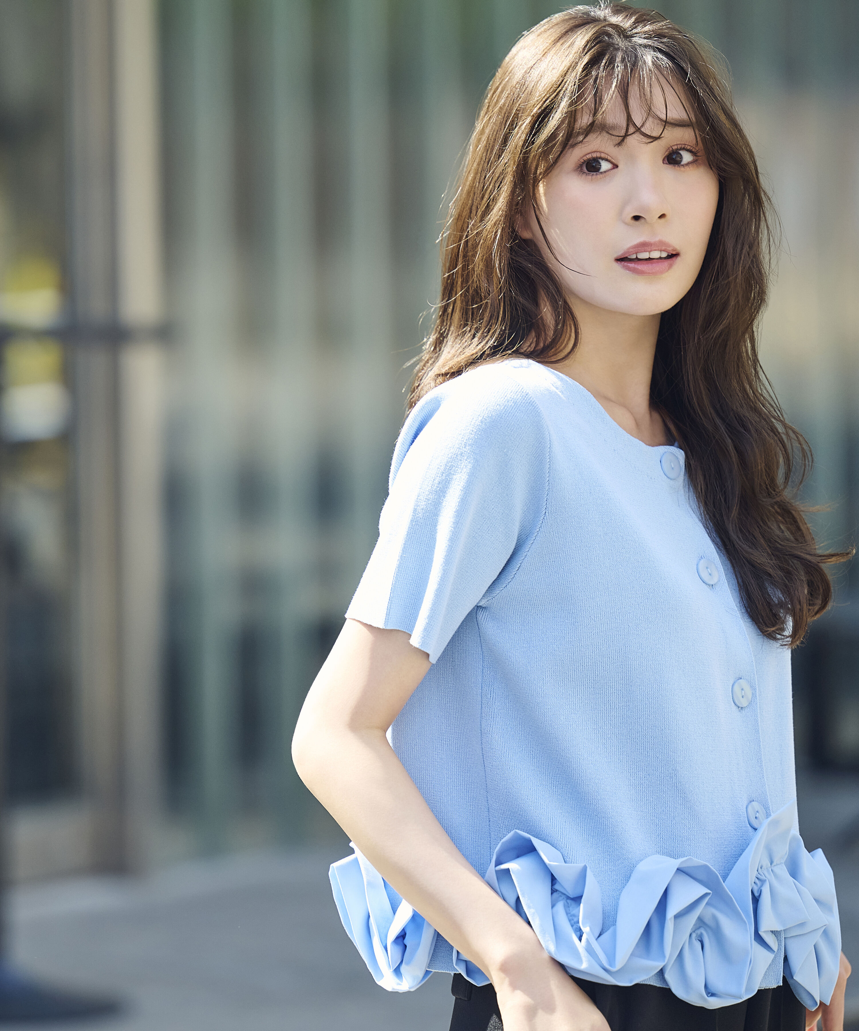 PROPORTION BODY DRESSING「＜中川紅葉さん着用＞〈a/mie〉半袖ホイップヘムカーディガン」|カーディガン|