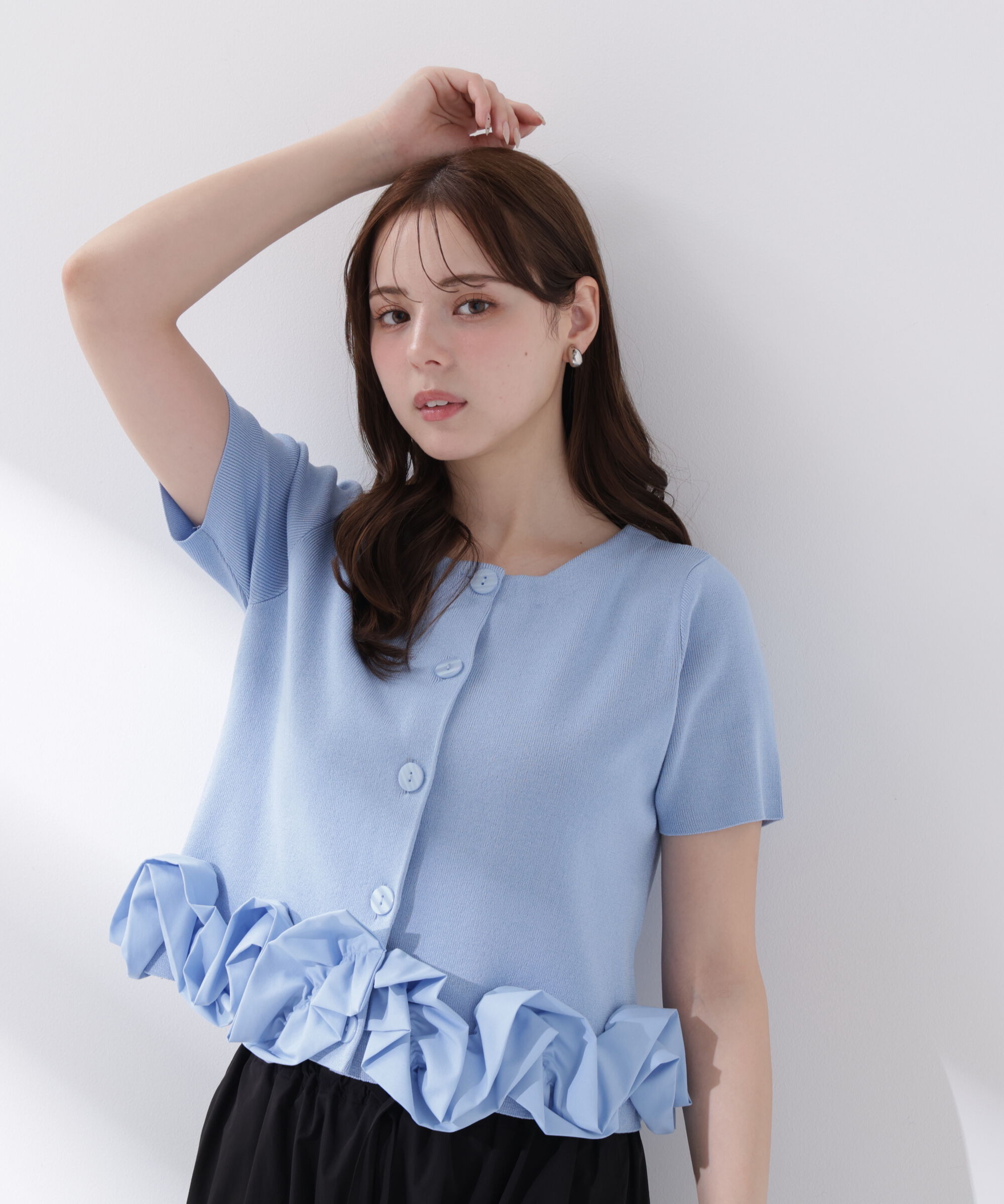 PROPORTION BODY DRESSING「＜中川紅葉さん着用＞〈a/mie〉半袖ホイップヘムカーディガン」|カーディガン|