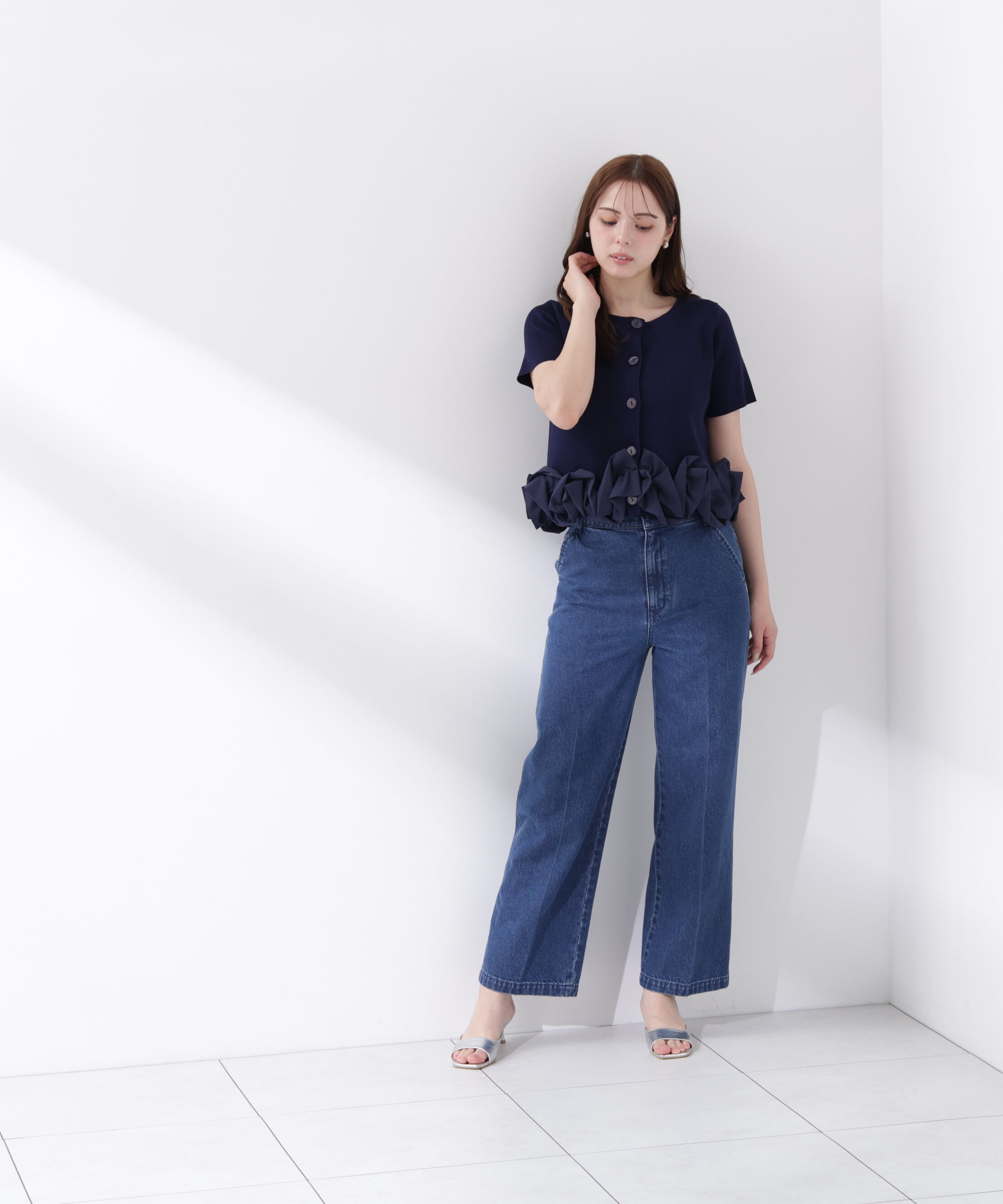 PROPORTION BODY DRESSING「＜中川紅葉さん着用＞〈a/mie〉半袖ホイップヘムカーディガン」|カーディガン|