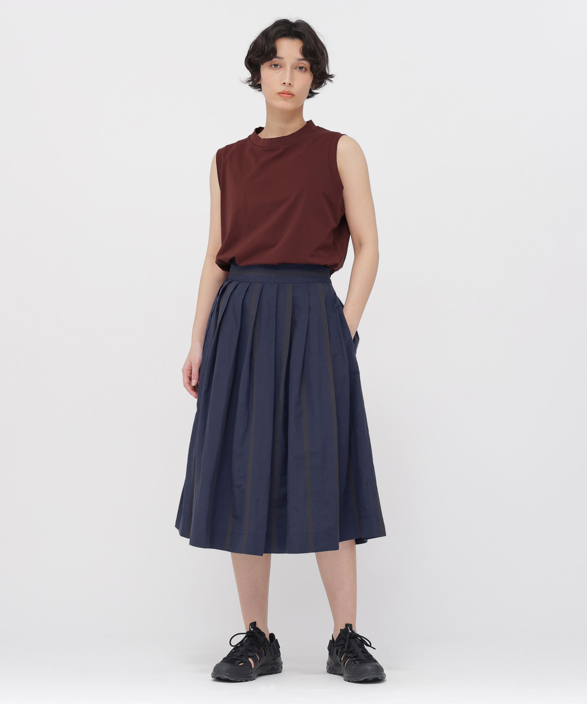  「BOLD STRIPE COTTON LINEN SKIRT」|スカート|
