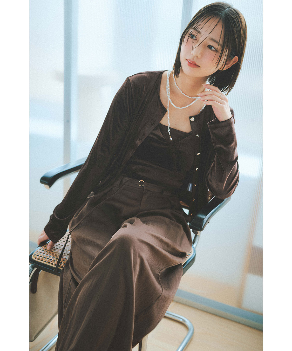COCO DEAL「サテンクロスタックパンツ」|スラックス|