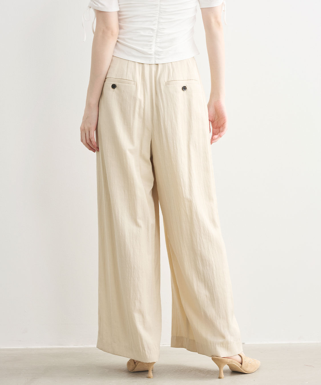 COCO DEAL「サテンクロスタックパンツ」|スラックス|