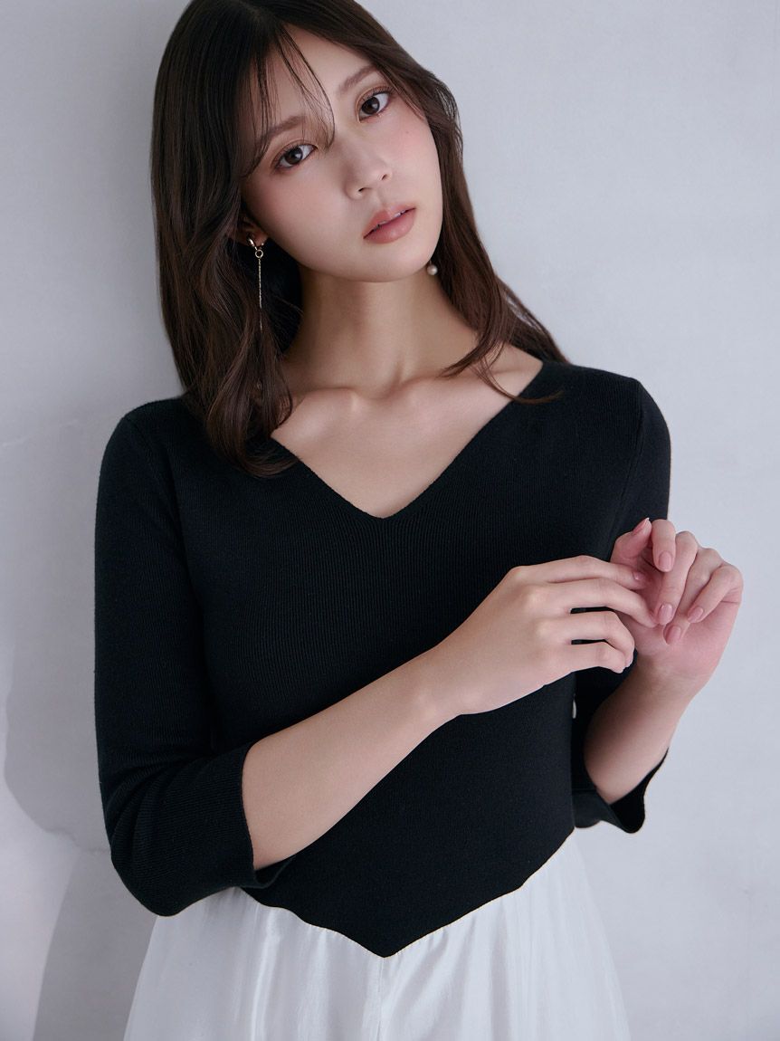 SNIDEL「ハートネックシアーフレアコンビワンピース」|ワンピース|