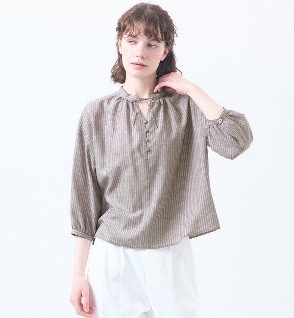 MACKINTOSH PHILOSOPHY「リネンミックススキッパーブラウス」|シャツ・ブラウス|ブラウン