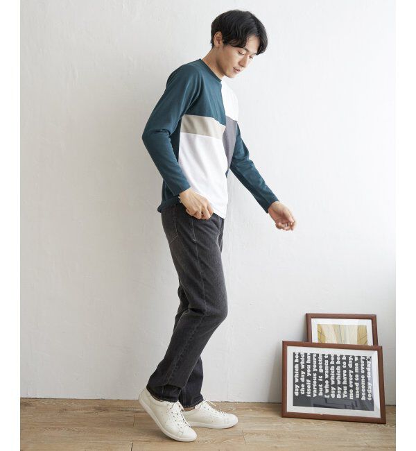 ikka「ポンチブロックスロンT」|Tシャツ・カットソー|