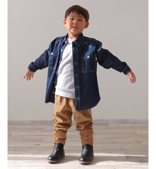 ikka kids「デニム＆チェックオーバーシャツ（120~160cm）」|シャツ・ブラウス|
