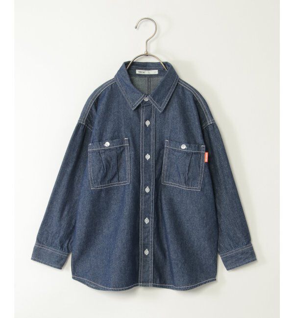ikka kids「デニム＆チェックオーバーシャツ（120~160cm）」|シャツ・ブラウス|