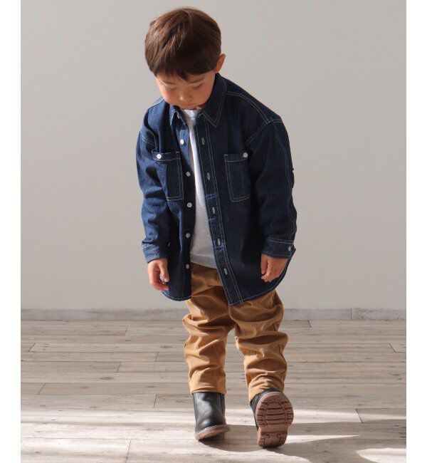 ikka kids「デニム＆チェックオーバーシャツ（120~160cm）」|シャツ・ブラウス|