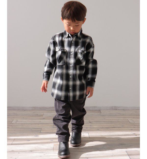 ikka kids「デニム＆チェックオーバーシャツ（120~160cm）」|シャツ・ブラウス|