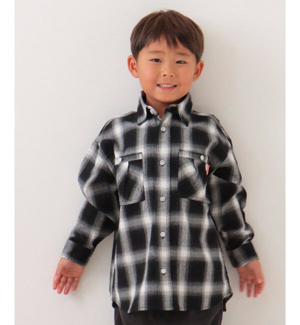 ikka kids「デニム＆チェックオーバーシャツ（120~160cm）」|シャツ・ブラウス|