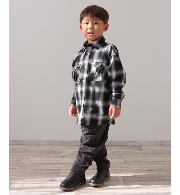 ikka kids「デニム＆チェックオーバーシャツ（120~160cm）」|シャツ・ブラウス|