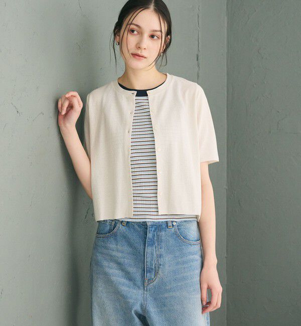 BEAUTY&YOUTH UNITED ARROWS「【WEB限定】ラメ ショートスリーブカーディガン」|カーディガン|