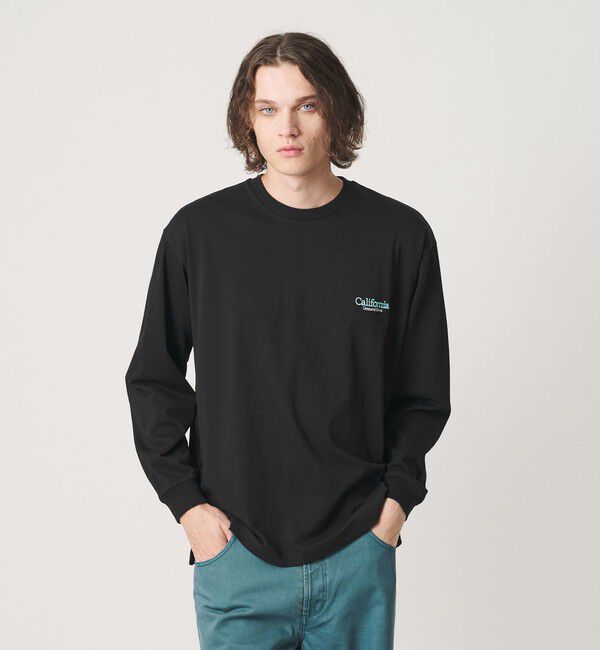 California General Store「＜CGS.＞オーガニック コットン ロングスリーブ ロゴ Tシャツ」|Tシャツ・カットソー|BLACK