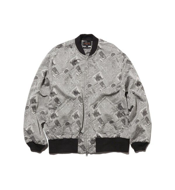 BEAMS PLUS「Sports Blouson Newspaper Jacquard」|ブルゾン・スタジャン|BLACK