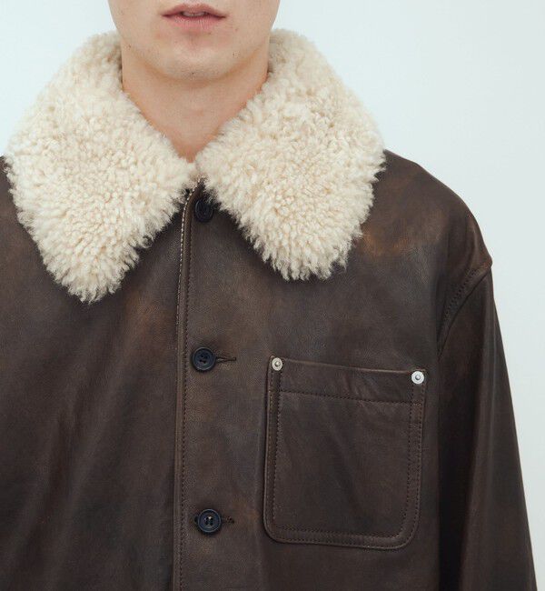 GALERIE VIE「ラムレザー ムートンカラーショートコート」|その他|