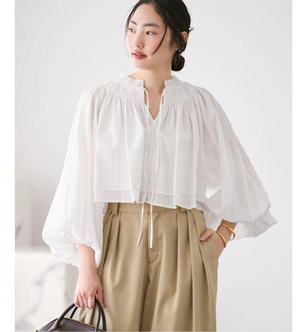 Plage「IND VOIL SHIRRING ブラウス」|シャツ・ブラウス|ホワイト