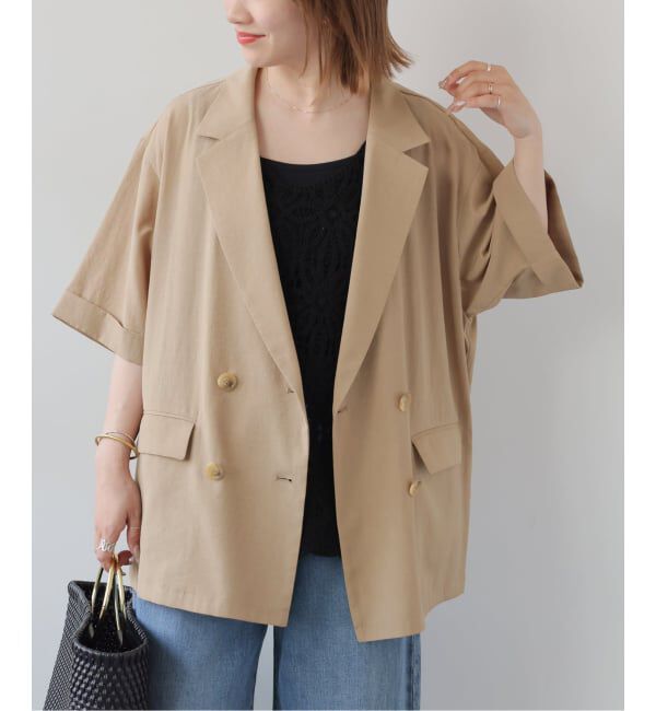 JOURNAL STANDARD relume「［吸水速乾 / 洗濯機洗い可］NATURAL FLAX ハーフスリーブジャケット」|テーラードジャケット|