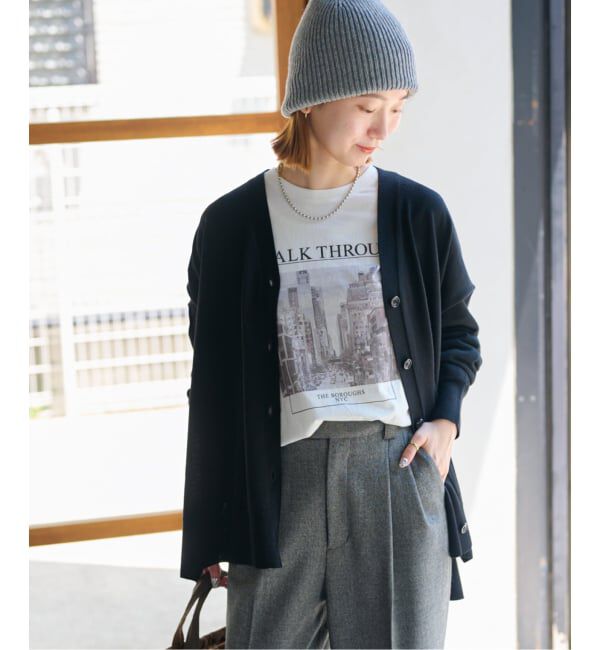 JOURNAL STANDARD relume「《一部WEB限定追加予約 / 新色》BiellaYarnワイドVネックカーディガン」|カーディガン|ブラック