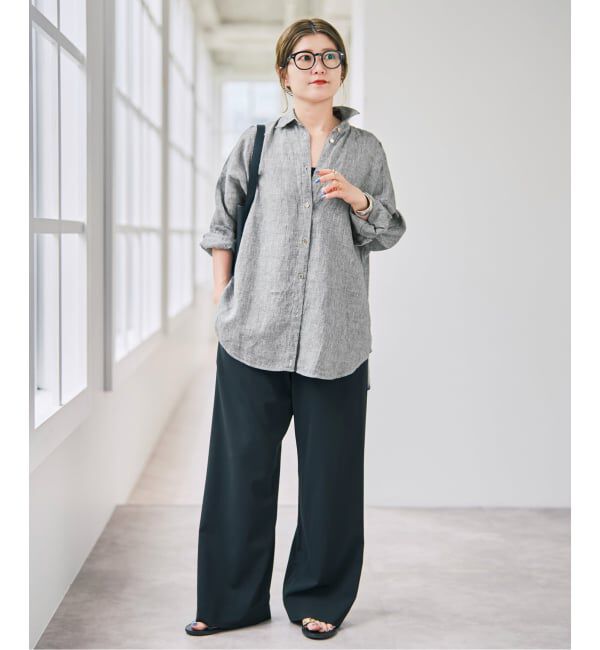Spick and Span「《追加》 80リネンカシュクール ビッグシャツ」|シャツ・ブラウス|