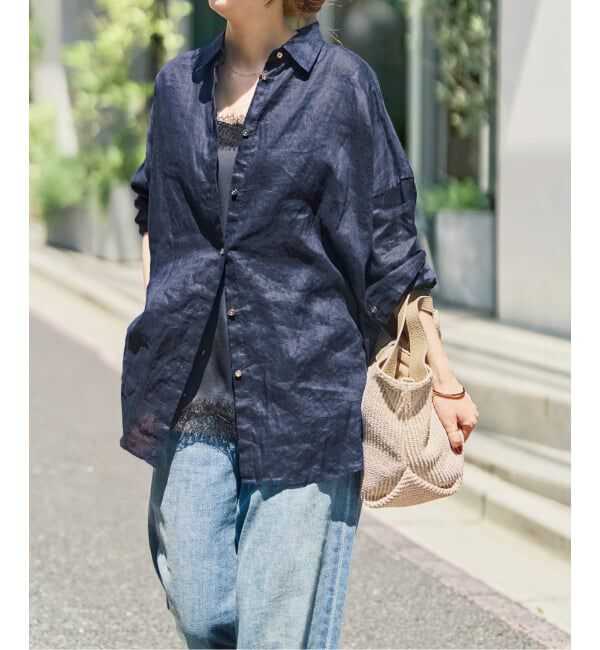 Spick and Span「《追加》 80リネンカシュクール ビッグシャツ」|シャツ・ブラウス|