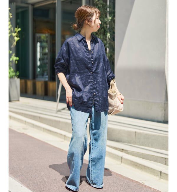 Spick and Span「《追加》 80リネンカシュクール ビッグシャツ」|シャツ・ブラウス|