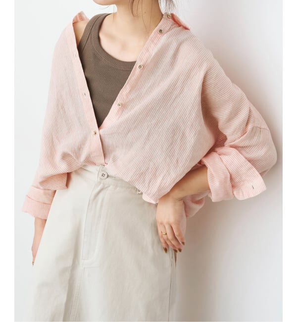 Spick and Span「《追加》 80リネンカシュクール ビッグシャツ」|シャツ・ブラウス|