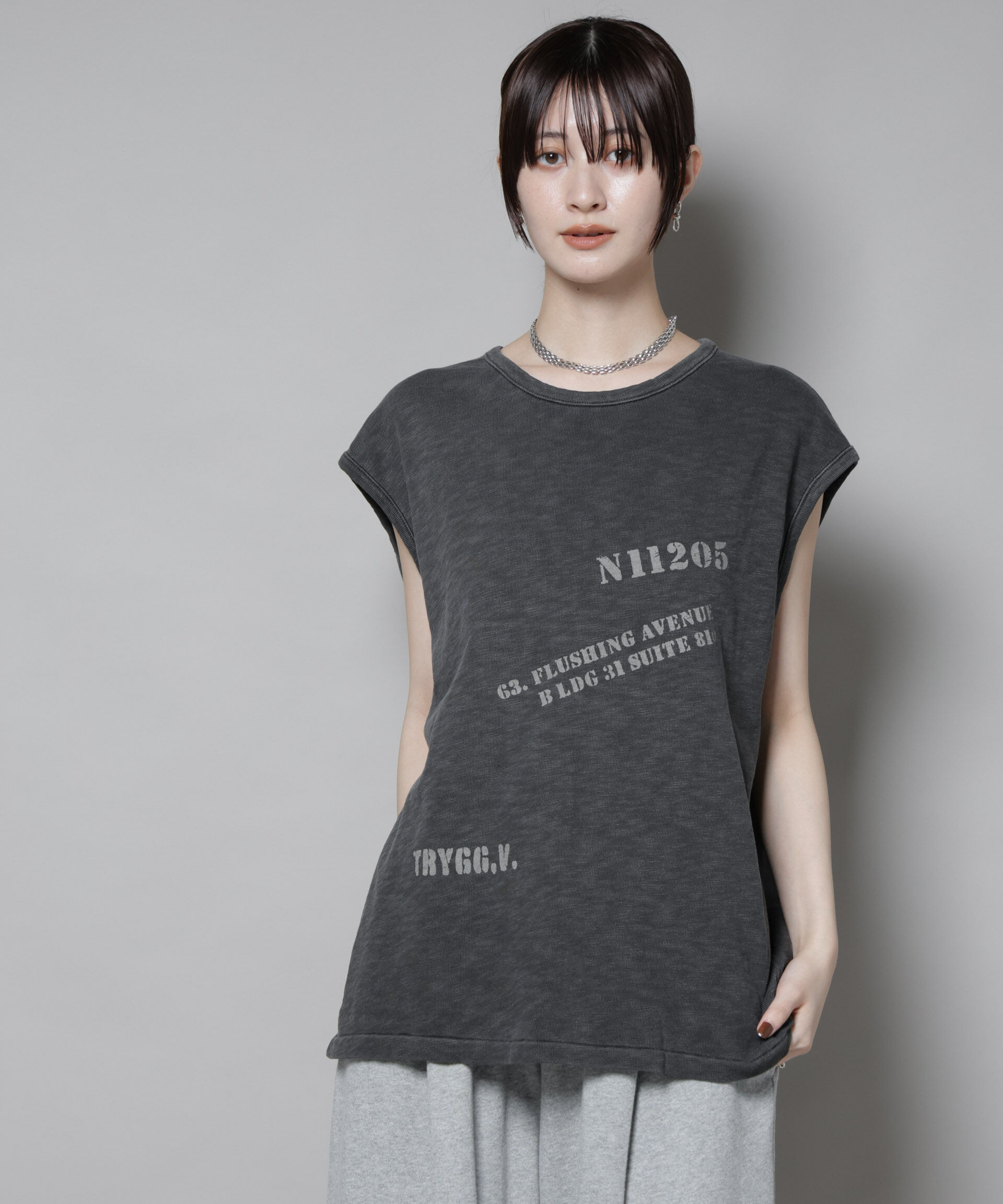 nano･universe「ヴィンテージライクルーズタンクトップ」|Tシャツ・カットソー|チャコール3