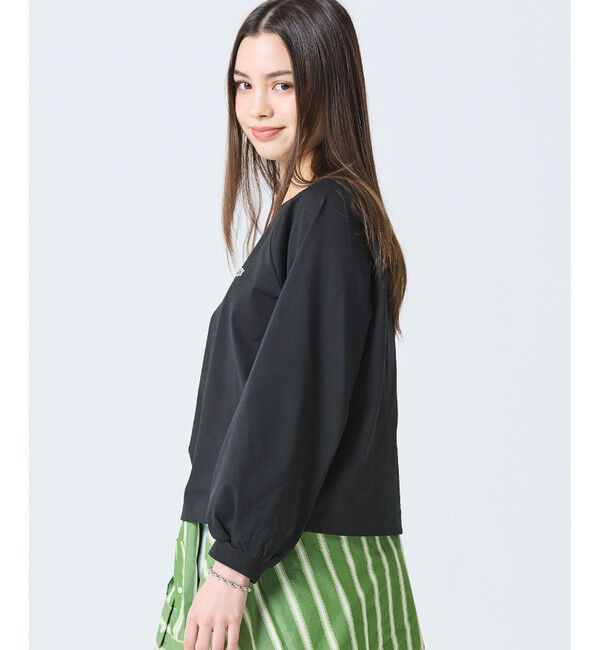 LACOSTE「クロップド丈 バルーンスリーブ ギャザー ロングスリーブTシャツ」|Tシャツ・カットソー|