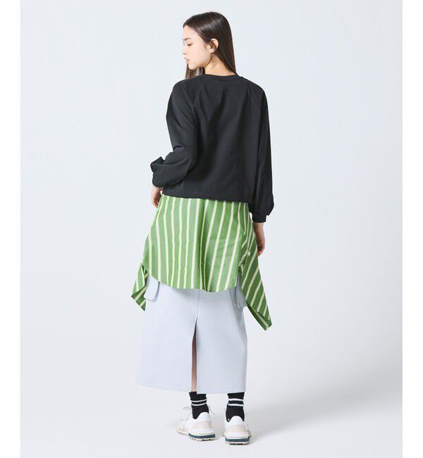 LACOSTE「クロップド丈 バルーンスリーブ ギャザー ロングスリーブTシャツ」|Tシャツ・カットソー|