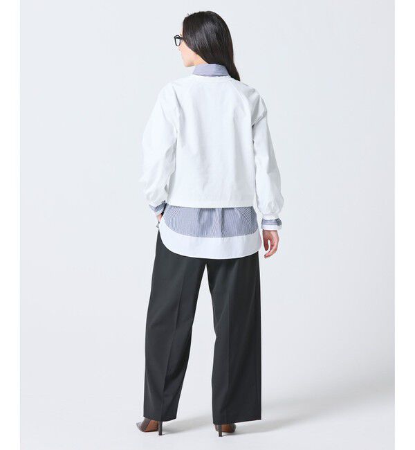LACOSTE「クロップド丈 バルーンスリーブ ギャザー ロングスリーブTシャツ」|Tシャツ・カットソー|
