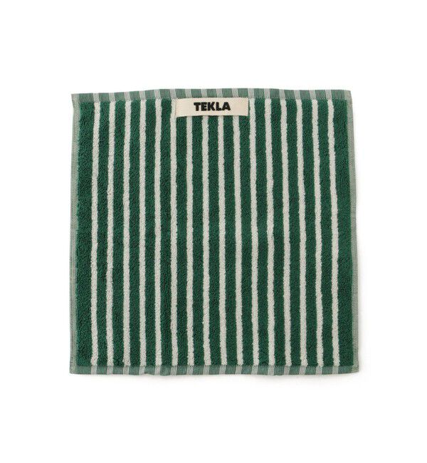 SALON adam et rope'「【J'aDoRe・店舗限定】【TEKLA】Terry Towels Striped (Washcloth)」|ハンカチ|グリーンサブ(35)