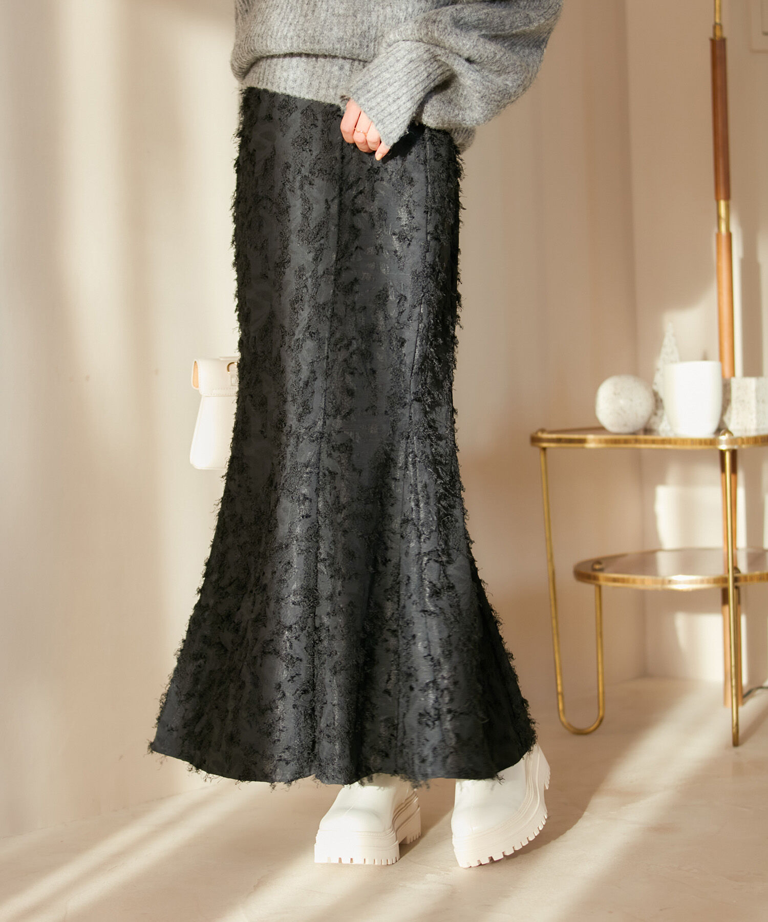 VIS「【洗える】フリンジマーメイドスカート」|スカート|