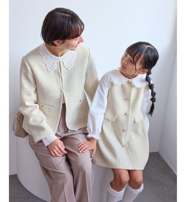 Rope&rsquo;Picnic「【WEB限定カラー】ツイードフレアジャケット/入卒式・セレモニー対応・リンクコーデ」|ノーカラージャケット|